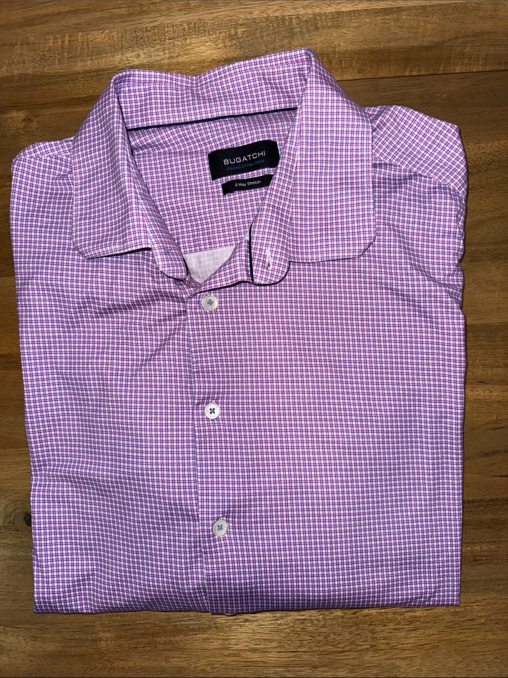 Bugatchi Men's Purple-Pink Micro Check Dress Shirt